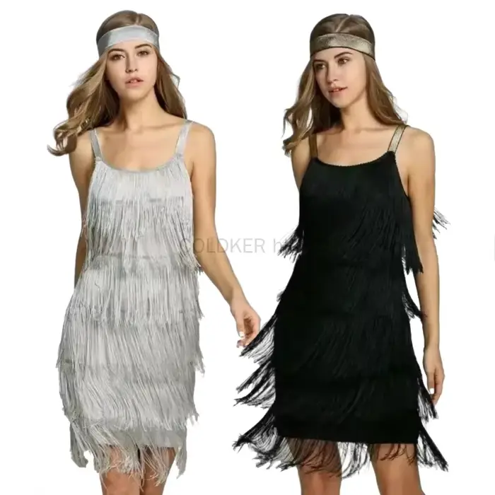 Robe courte à franges pour femme