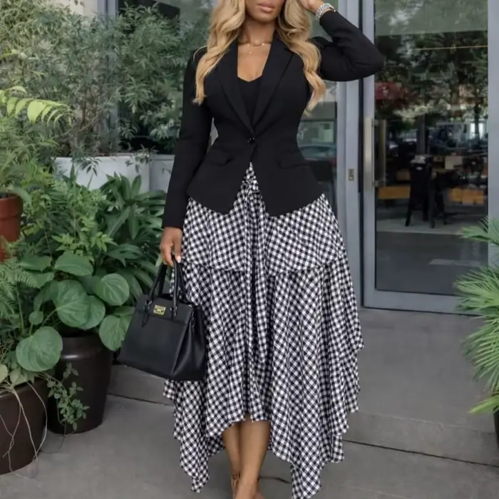 Nouvelle jupe africaine tendance à carreaux pour femme