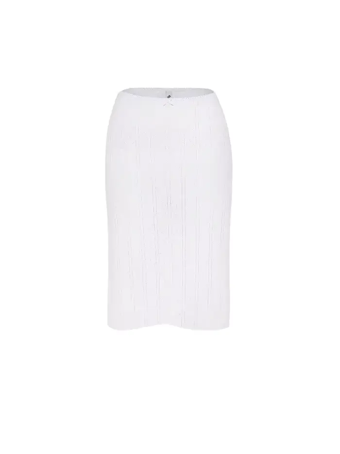 COUCO jupe mi-longue slim en coton bicolore noir et blanc avec nœud