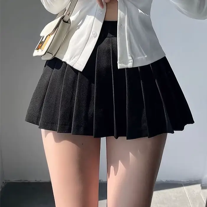 Jupe plissée ZOKI avec short pour femmes, sexy, taille haute, irrégulière, mini, blanc, noir, ligne a, Gyaru, tennis, occasion spéciale