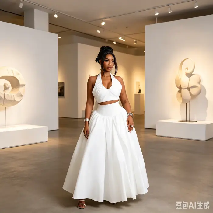 Jupe midi évasée plissée en coton blanc pur, taille haute, coupe trapèze, style ballon, pour fêtes, 