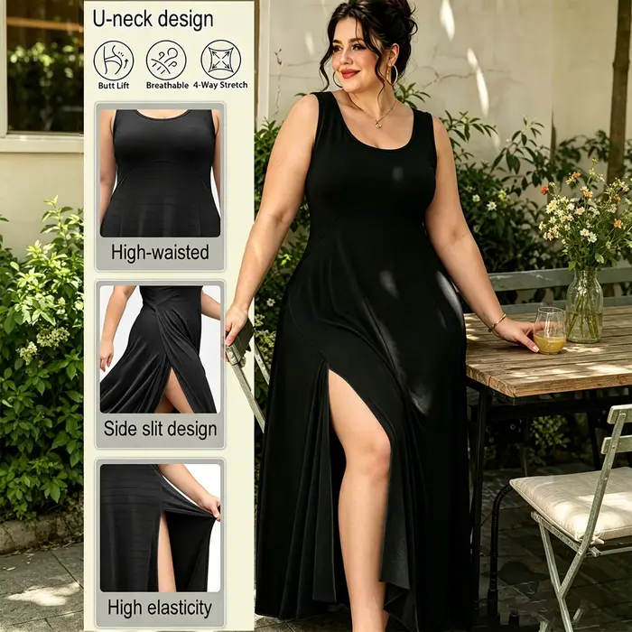 Robe grande taille à col en U