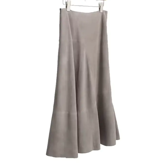 Femmes violet daim cuir jupe 2025 tendance printemps Harajuku grand ourlet 85 cm de Long Faldas Mujer Chic bohème 100%