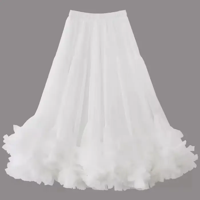 Jupe évasée oversize en maille avec volants, coupe trapèze, tutu bouffant, design élégant et polyval