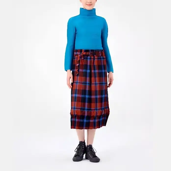Jupe plissée asymétrique à carreaux bleu et noir style rétro moderne chic essentielle pour printemps automne décontractée à offrir femmes