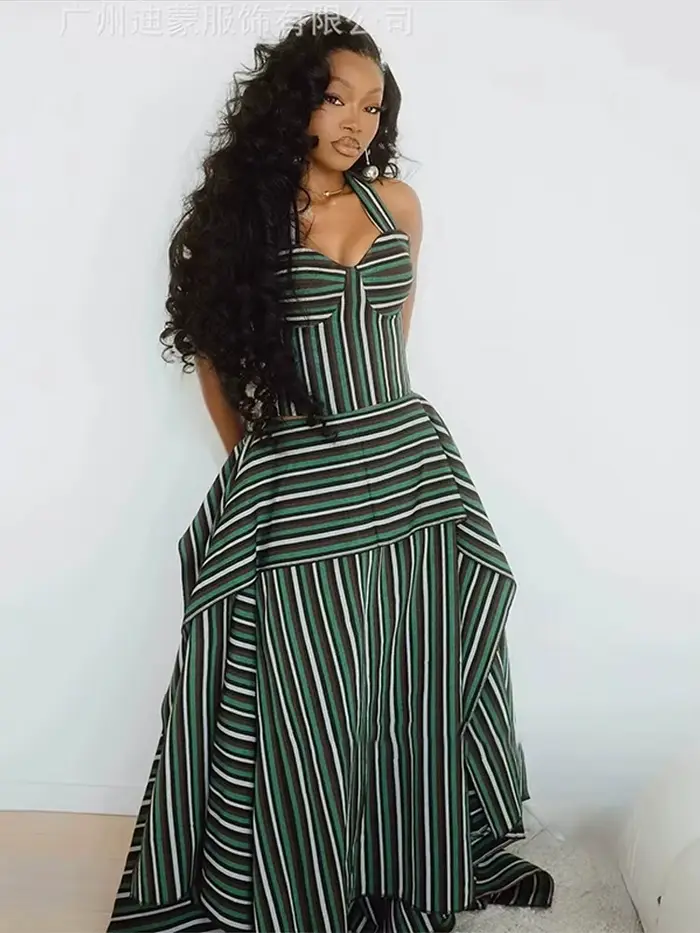 Jupe midi rayée structurée pour femme