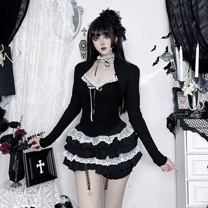 Camisole en dentelle noire Patchwork
