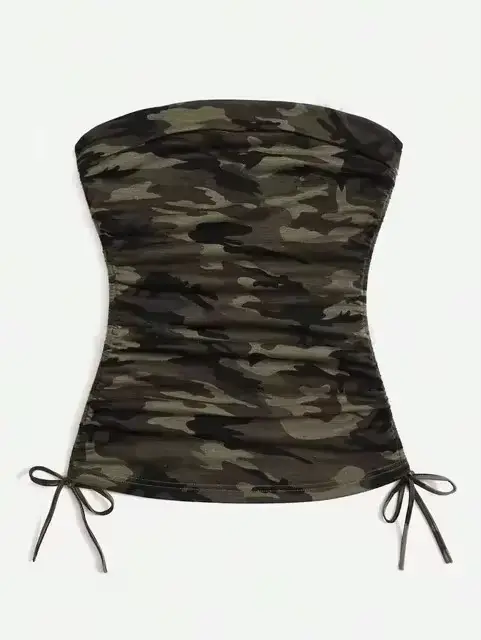Jupe plissée douce et cool, design de camouflage américain, sens de la mode, haut tubulaire de camou
