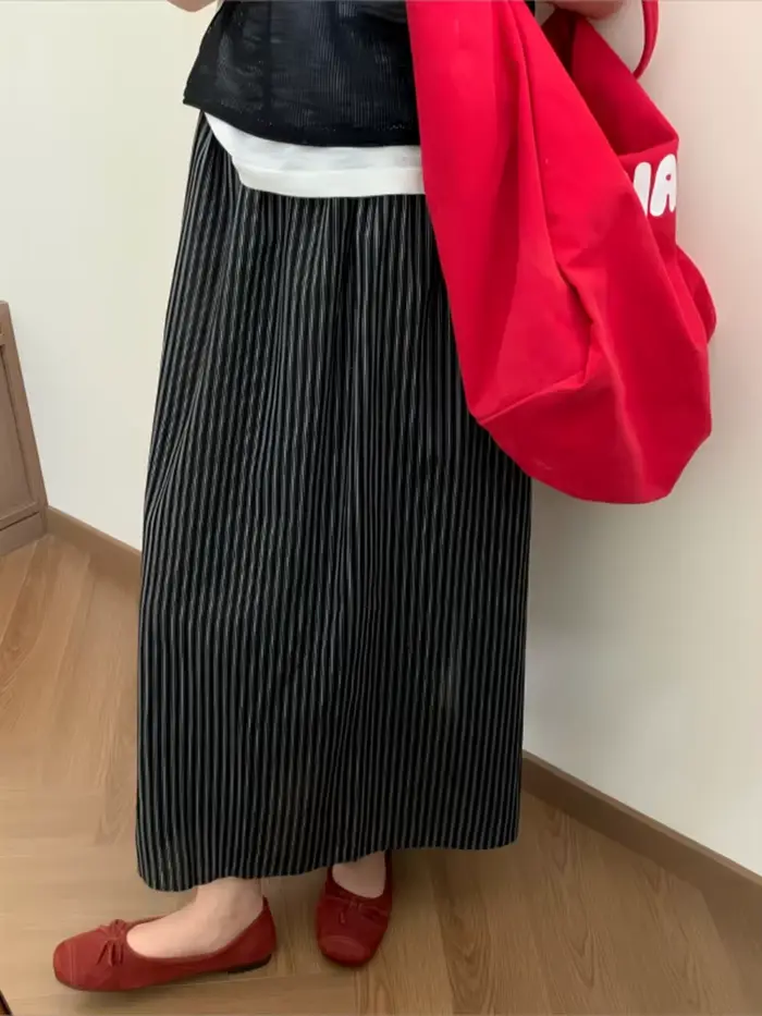 Jupe rayée Aoaiiys en polyester et coton, style vintage, ligne A, taille haute, pour femmes, nouvelles collections d'été ```