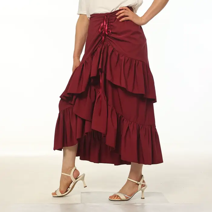 Jupe victorienne steampunk à volants polyester pour femmes costumisation carnaval halloween performance