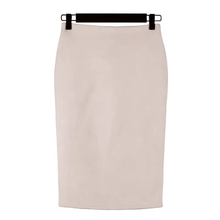 Automne hiver taille haute moulante Vintage daim fendu épais extensible jupes femmes jupes daim coul