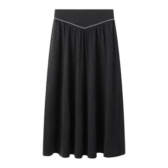 Femmes 100% laine jupe fluide ceinture élastique décontracté a-ligne Style
