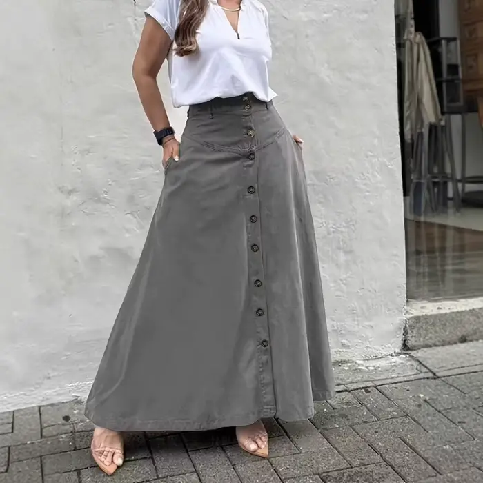 Falda Disfraz Ropa Mujer jupe boutonnée taille haute polyvalente pour l'automne hiver