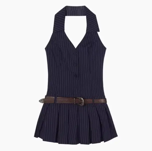 Spicy Girl – Mini robe rayée sans manches, col en v, col licou, jupe gored d'été, dos nu, courte, li