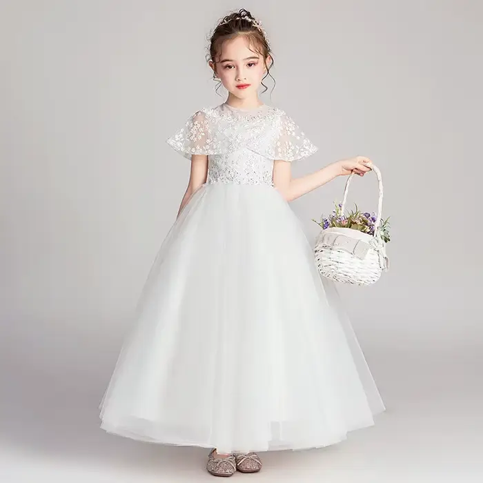 Robes longues de demoiselle d'honneur blanches élégantes pour filles