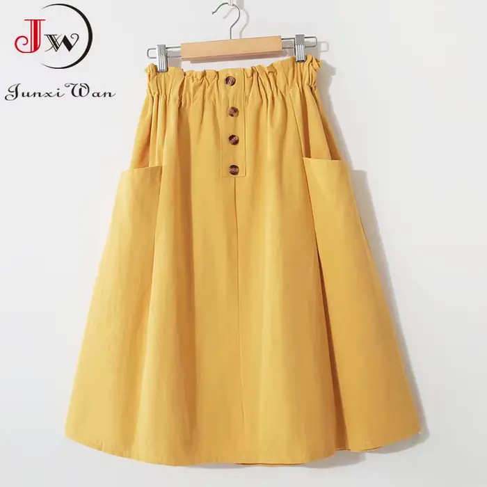 Jupe mi-longue taille haute A-Line avec poche pour femmes