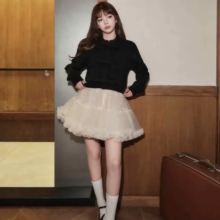 Mesh Skirt Female 2025 Spring and Summer Sweet A-shaped Cake Fluffy Skirt