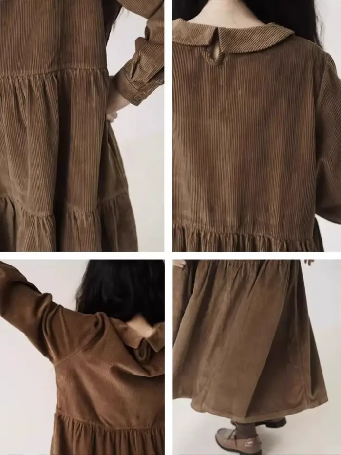 Automne hiver robe en velours côtelé femmes robes décontractées mode femme