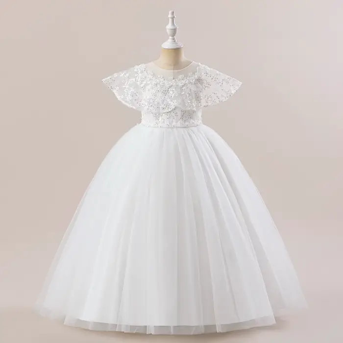 Robes longues de demoiselle d'honneur blanches élégantes pour filles