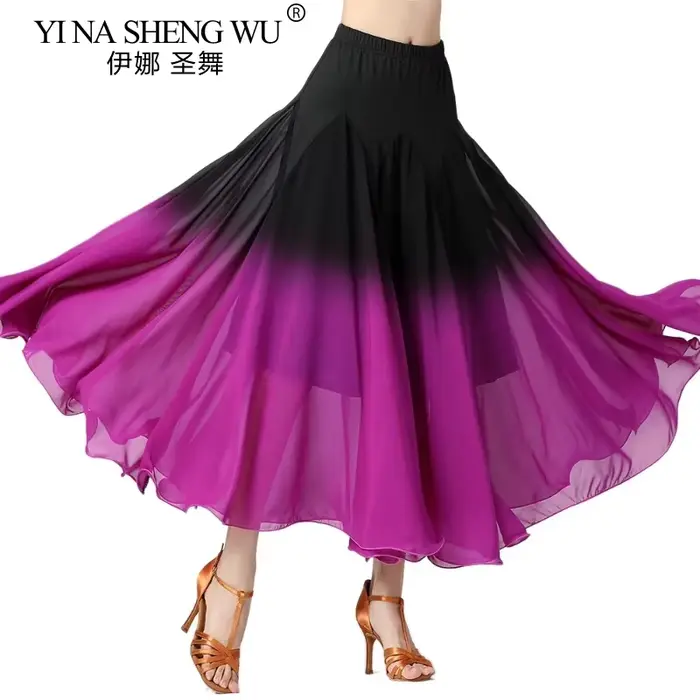 Jupe de danse moderne pour femmes en acétate et polyester, couleurs dégradées, pour danse latine, valse flamenco et salsa, occasion spéciale de danse