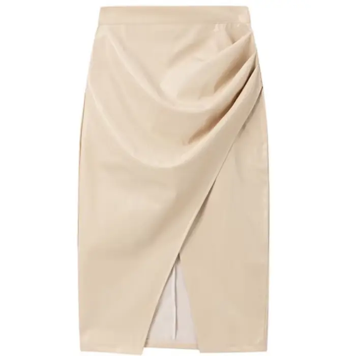 Design Sense – jupe en cuir PU pour femmes, kaki, personnalisée, nouvelle Niche, taille haute, Slim,