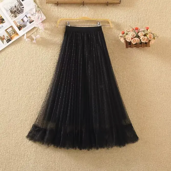 Tutu Tulle longue Maxi jupe femmes mode 2023 coréen mignon rose taille haute