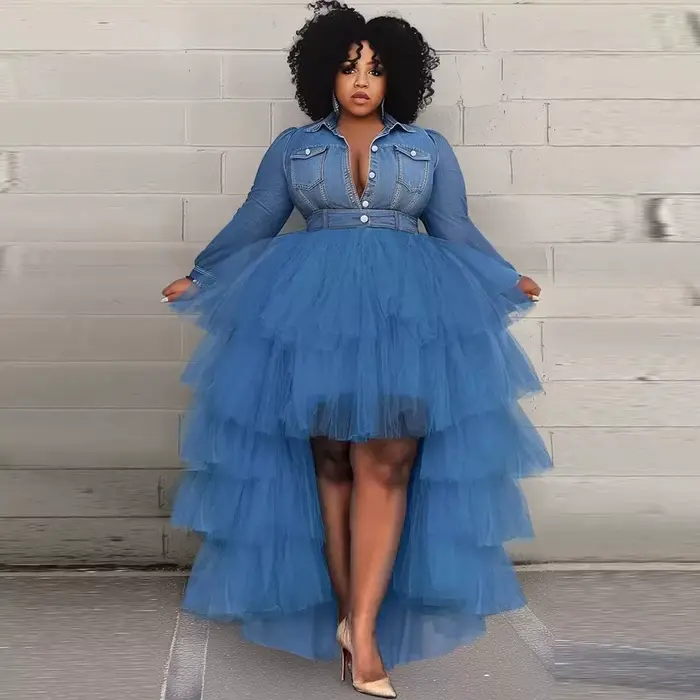 Jupe Tutu en Tulle à plusieurs niveaux bleu pour femmes, taille haute, taille élastique, grande tail
