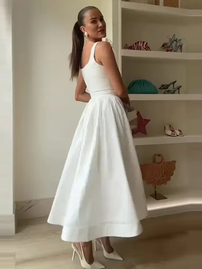 Robe longue à nœud élégant pour femmes