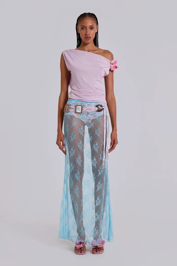 Nouveau Jupe de plage d'été pour femmes jupe longue florale en dentelle transparente pour la photogr