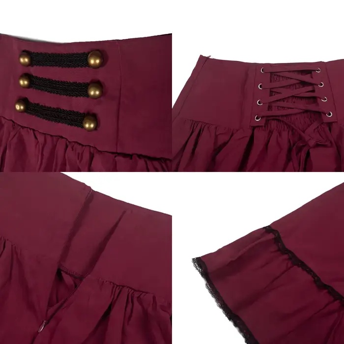Jupe maxi victorienne vintage renaissance taille haute ourlet à volants corset trapèze plissé jupes de fête décontractées pour femme occasions spéciales