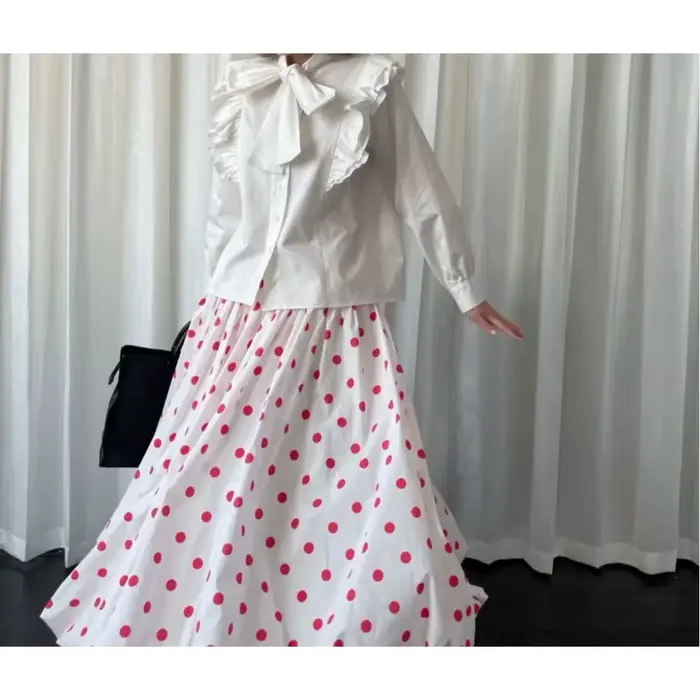 Jupe japonaise à pois, jupe longue d'été ample pour femmes