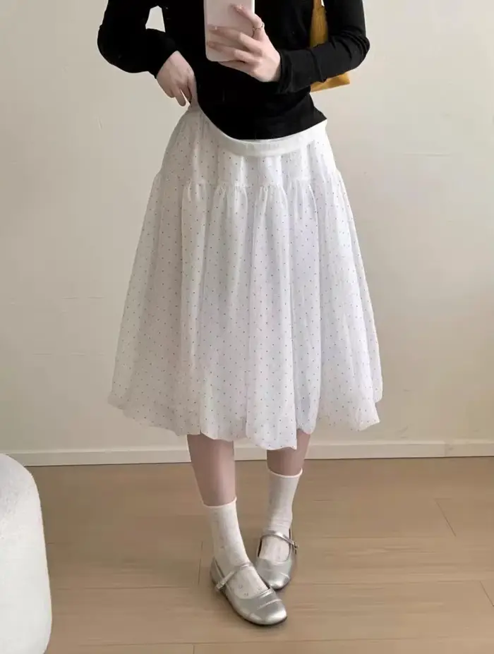 Jupe bouffante Sweet Wind à petits pois pour femme