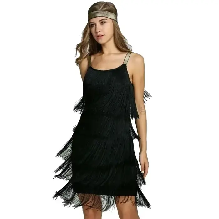 Robe courte à franges pour femme