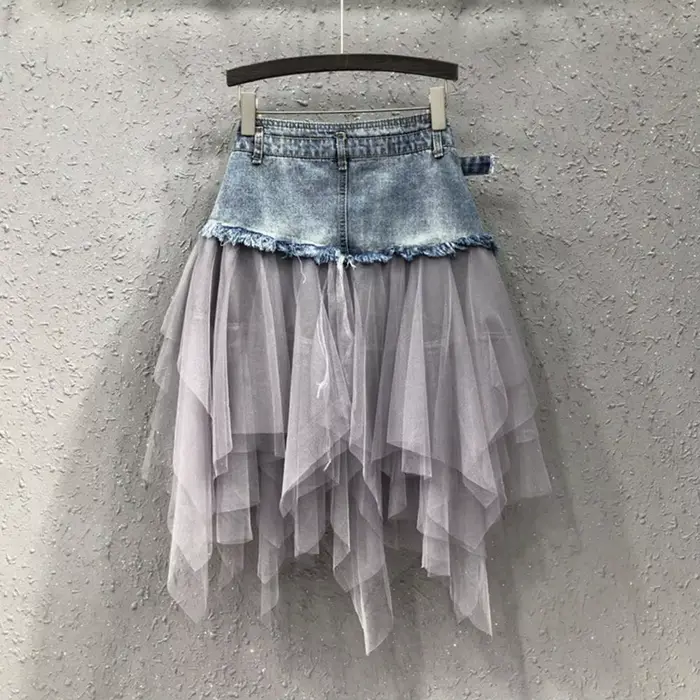 Jupe en jean taille haute pour femme
