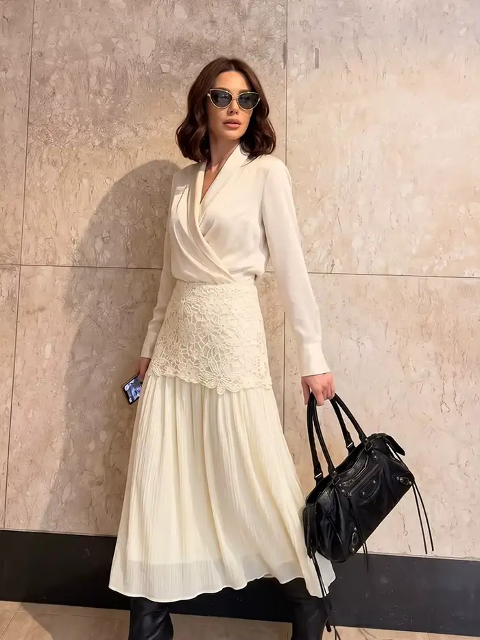 Jupe Longue En Dentelle Crochetée Bohème HH Pour Femme Élégante Taille Haute Polyvalente Printemps Été Plage Quotidien Vacances Occasions Spéciales