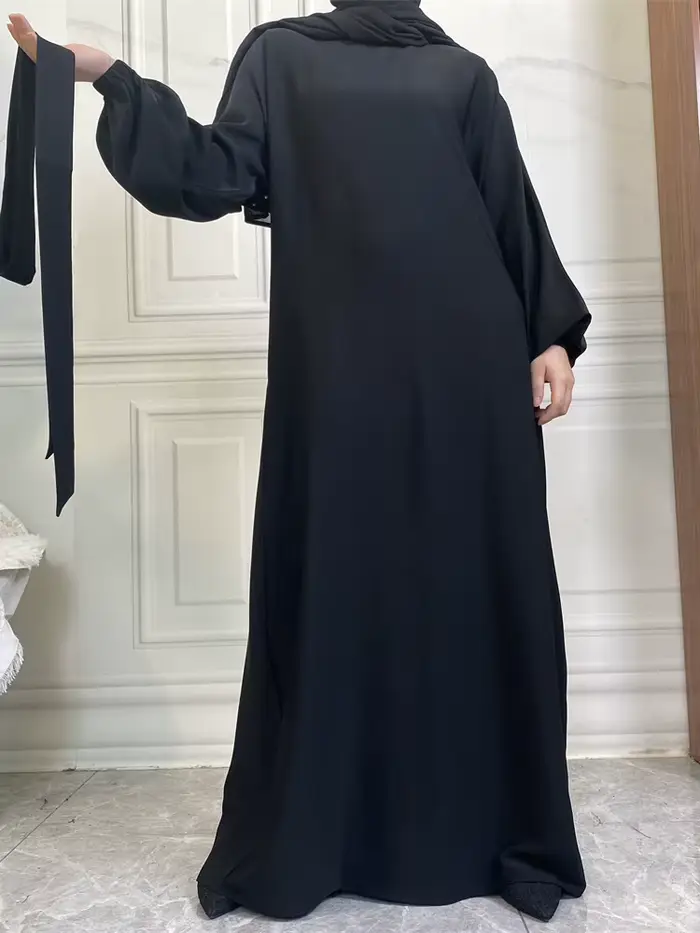 Robe musulmane à manches longues Abaya Style Simple vêtements pour femmes couleur unie Golfe Abayas