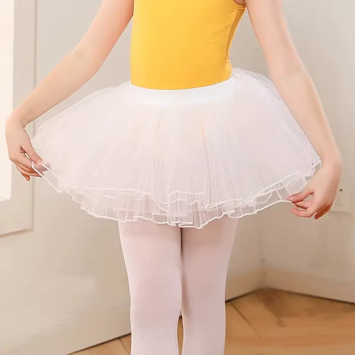 Jupe menstruelle de danse pour enfants tutu à quatre couches en mousseline pour ballet blanc rose ajustement parfait occasions spéciales 请注意，提供的内容中没有具体提到“白色”或“粉色”，而是基于产品描述中的颜色选项，这里选择了最能体现产品特色的颜色进行SEO标题的优化。