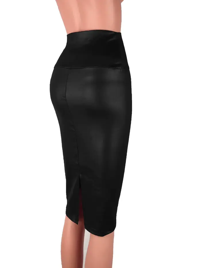 Jupe crayon en cuir PU pour femme