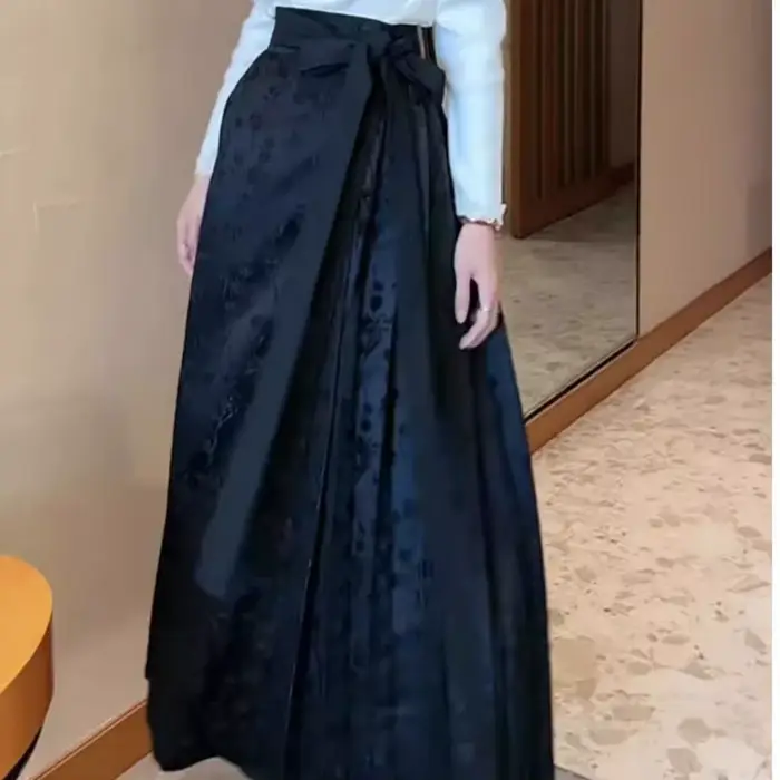 Jupe Mamian de Style chinois, imprimé rétro noir, Design amincissant taille haute, Costume tradition