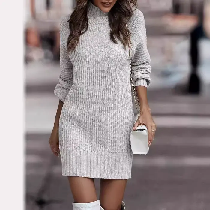 Robe pull à col roulé, manches longues