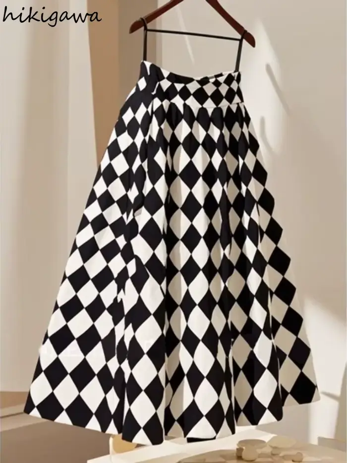 2025 Faldas Mujer De Moda Jupe Vintage pour femmes taille haute a-ligne ample