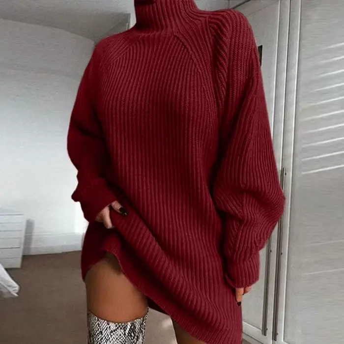 Robe pull à col roulé pour femme