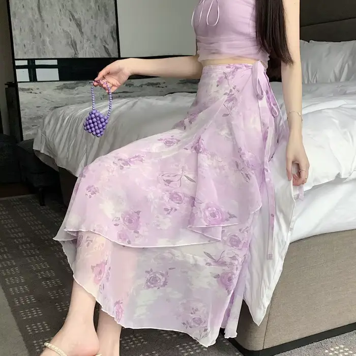 Jupe florale à volants originale de l'atelier Jia Shu