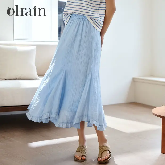 Jupe mi-longue décontractée OLrain en Lyocell pour femme