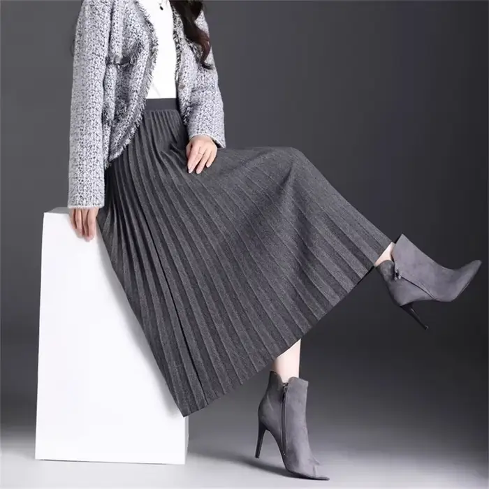 Femme Vintage taille haute décontractée jupes mi-longues 2024 automne hiver