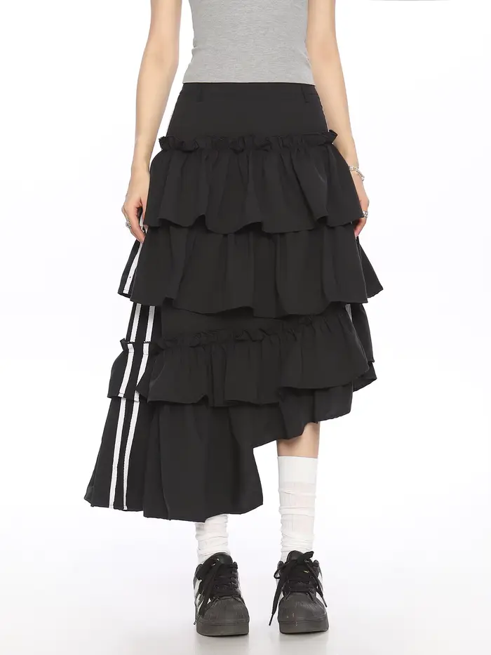 Jupe de haute qualité pour femmes, nouveau Style américain rétro à rayures irrégulières, Design cont