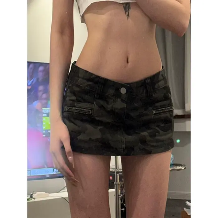 Mini jupe en jean de Camouflage pour femmes, Vintage des années 2000, taille basse, Harajuku, Style 