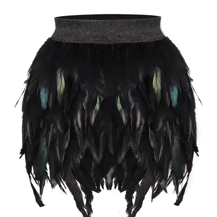 Jupe de danse asymétrique gothique pour festival, carnaval, fête, été, mode féminine, jupe à plumes,