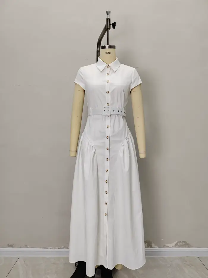 Robe longue à col français pour femme
