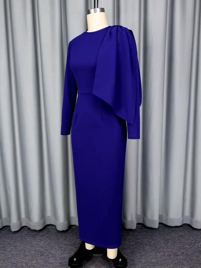 Robe Maxi à manches longues avec nœud pour femme